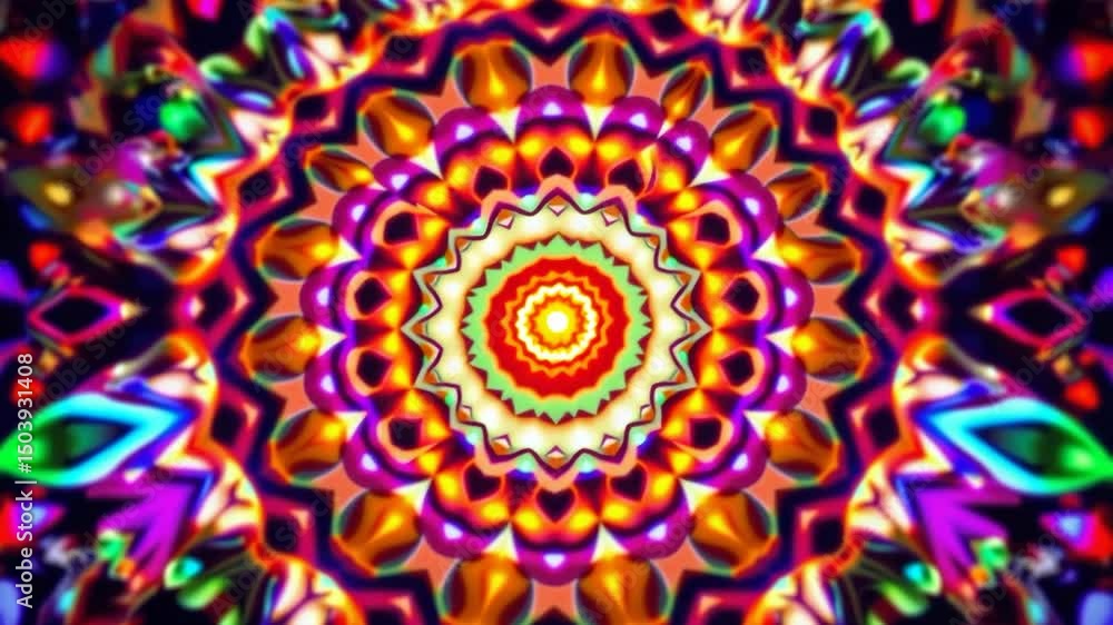 Aufkleber 3d kaleidoscope mandala abstract background of trippy art psychedelic trance to open third eye with 