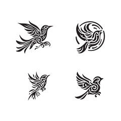 Obraz premium set of tribal bird icons