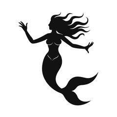 Mermaid floating  forward with flowing hair