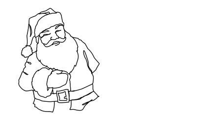 Continuous one line art drawing a santa claus giving a thumbs up design vector illustration.