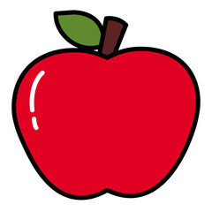 red apple with leaf vector illustration