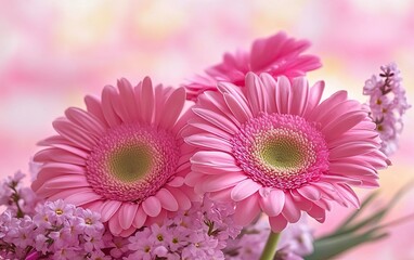 Pink Gerbera Daisy Background Pink