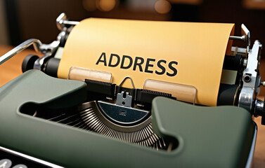 Address on paper: retro typewriter