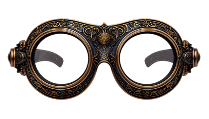 Steampunk-Inspired Goggles With Intricate Design, Retro-Futuristic Fashion Accessory isolated on solid white background Png format 