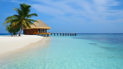 A luxury beach resort with overwater bungalows