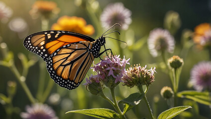 Monarch Butterfly Feeding on Wildflower