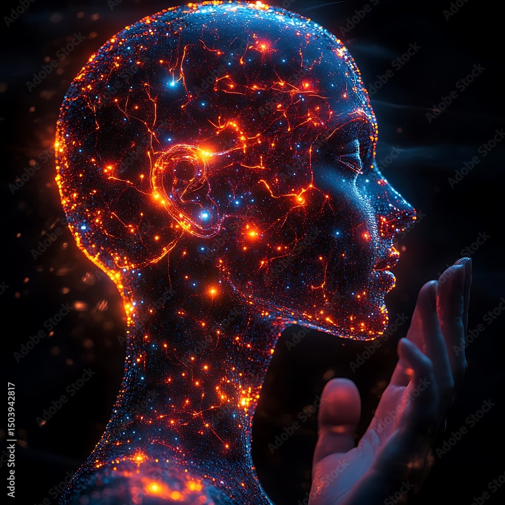 Aufkleber abstract futuristic representation of human brain activity and complex neural network visualization
