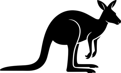 Kangaroo silhouette and line art vector illustration.