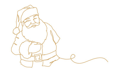 Continuous one line art drawing a santa claus giving a thumbs up design vector illustration.