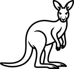 Kangaroo silhouette and line art vector illustration.