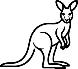 Kangaroo silhouette and line art vector illustration.