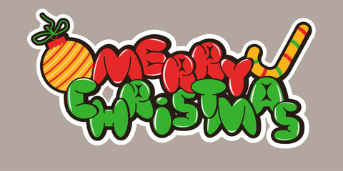 Cartoon air Bubbles Merry Christmas sticker template design. Vector illustration of Merry Christmas sticky sticker graphic art. Perfect for social media scrapbook art. EPS 10