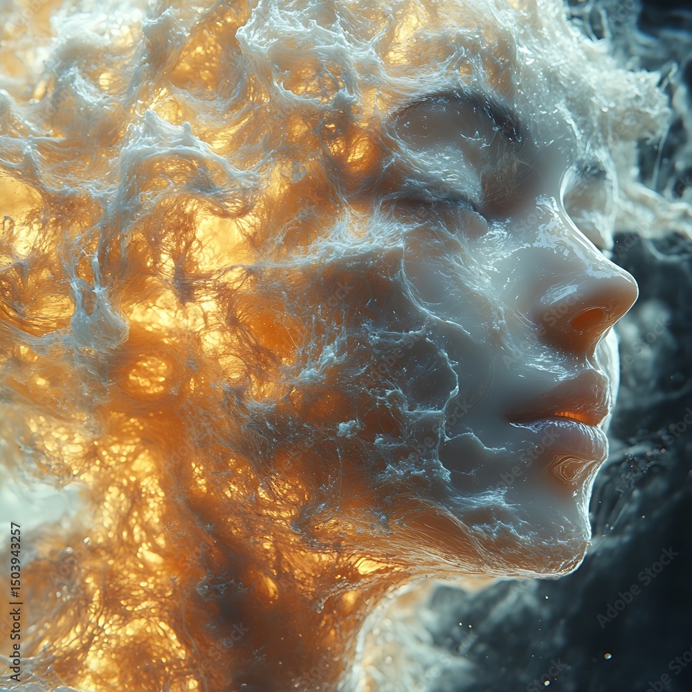 Aufkleber abstract portrait depicting a woman's face created using 3d rendering in a high resolution image