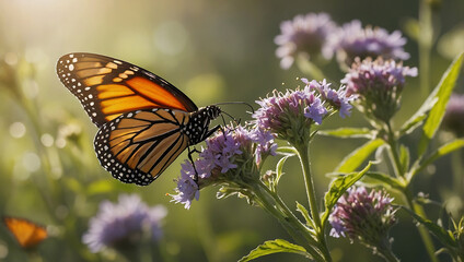 Monarch Butterfly Feeding on Wildflower