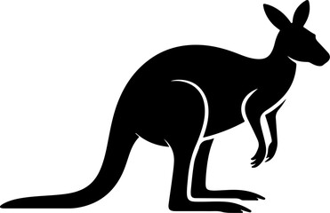 Kangaroo silhouette and line art vector illustration.