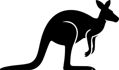 Kangaroo silhouette and line art vector illustration.