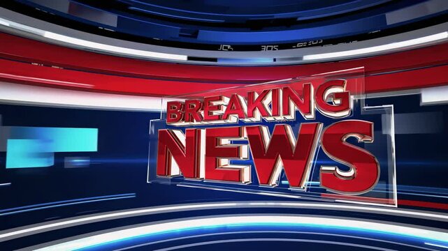 Breaking news graphic vibrant dynamic layout with bold text conveys urgency media importance broadcasting global information breaking events