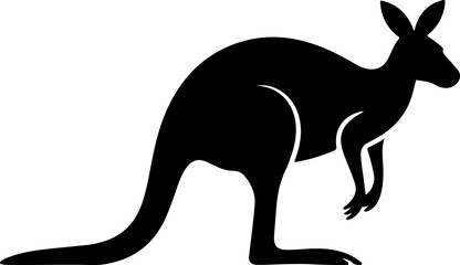 Kangaroo silhouette and line art vector illustration.