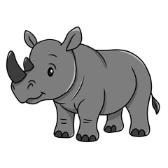 cute rhinoceros outline for coloring illustration