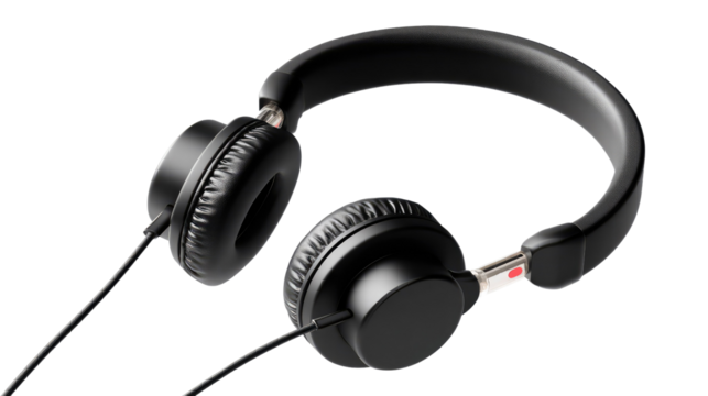 Headphone Bliss: An Isolated Studio Headphone, sleek black headphones showcase the beauty of minimalist design, ideal for audio enthusiasts and technology lovers.