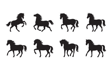 set of horses silhouettes