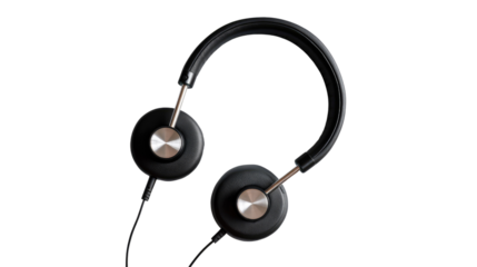 Stylish Over-Ear Headphones: A sleek pair of modern over-ear headphones rests, inviting a sensory experience, their design hinting at immersive audio.