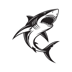 Naklejka premium Black shark silhouette graphic on white backdrop