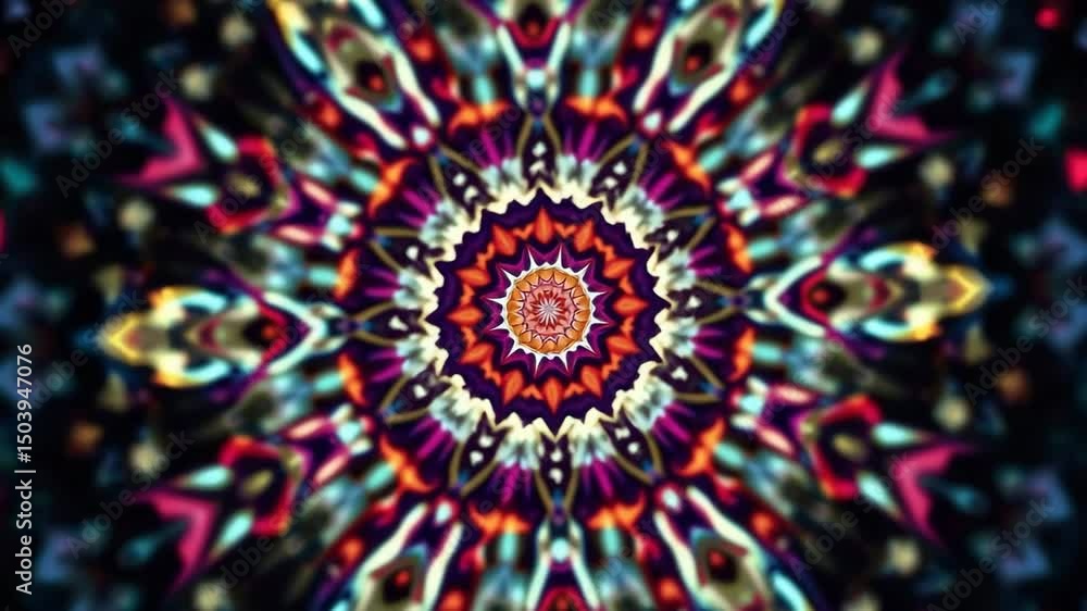 Poster 3d kaleidoscope mandala abstract background of trippy art psychedelic trance to open third eye with 