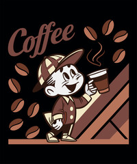 Stylish Coffee Cup Design Vector Illustration for Cafe Menu or Branding