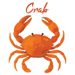 crab in watercolor illustration style, isolated vector on white background
