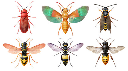 Insect Collection: A stunning visual compendium showcasing a diverse array of insects, each rendered with exquisite detail. The vibrant collection includes a variety of species.