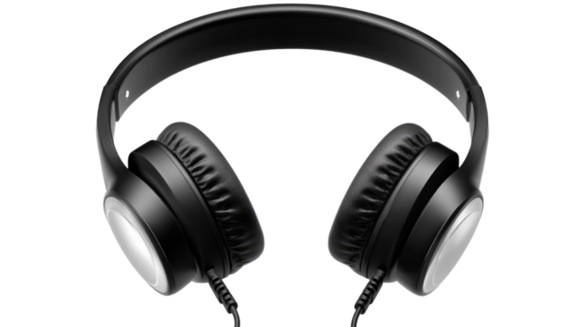 Headphones in Focus: Sleek, high-fidelity headphones poised to immerse you in a world of rich audio. Perfect for listening, relaxing or working at home. 
