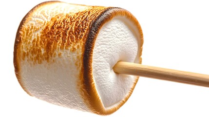 Toasted Marshmallow on a Wooden Stick with a Golden Brown Exterior and Fluffy Texture