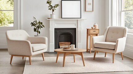 Cozy Living Room Interior Featuring Modern Furniture and Natural Light with a Welcoming Atmosphere