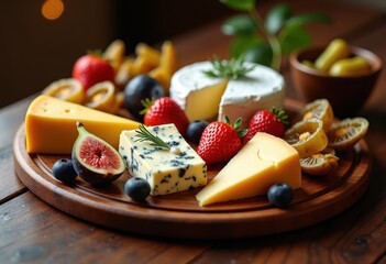 artisan cheese platter gourmet selection vibrant accompaniments colorful visuals charcuterie board culinary delight, prosciutto, nut, fruit, olive, relish