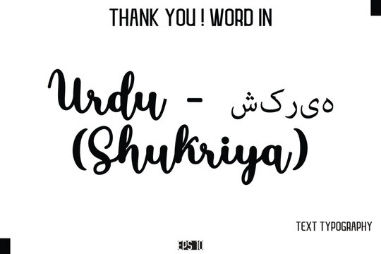 Urdu - شکریہ (Shukriya)  - Thank You ! Word Elegant Cursive Text Typography Phrase