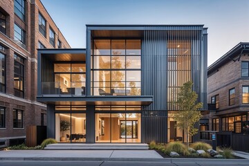 Innovative Urban Exterior Design Featuring Sustainable Architecture with Metal and Glass Elements