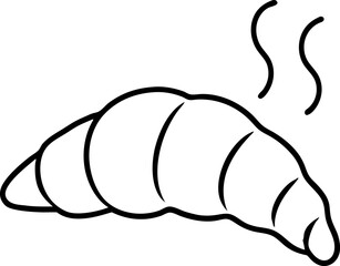 Croissant With Steam Line Art Vector Illustration