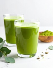 A beautifully crafted glass filled with rich green matcha perfect for sipping and enjoying as a nutrient-dense beverage offering an invigorating experience for health-conscious individuals