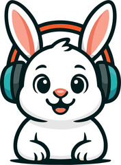Fototapeta premium cute and adorable rabbit listening to music