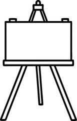 Easel With Canvas Line Art Vector Illustration