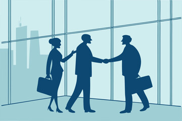 Business people meeting in modern office reaching an agreement through handshake