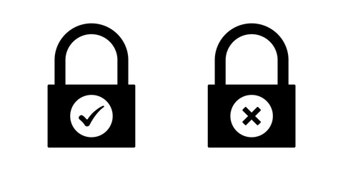 padlock vector icon collection with transparent background, security icon symbol