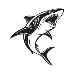 Obraz premium Bold shark design in black and white ink style