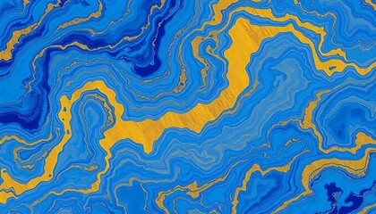 Abstract blue and gold marble texture, swirling agate veins Decorative artificial stone marbling, bright, metallic
