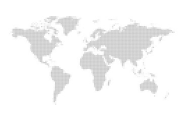 World map made from small AI chips or processor, halftone artificial intelligence and world map combination design