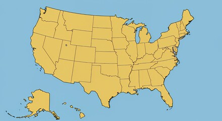 Obraz premium United States Map: A Simple Outline of the Fifty States
