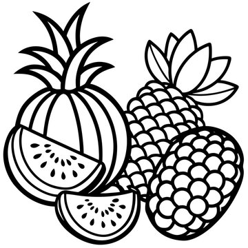 black and white fruit composition clip art preview