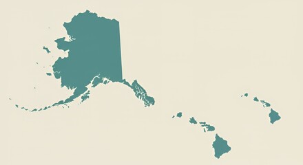 Obraz premium Alaska and Hawaii Map: A Geographical Representation of the US States