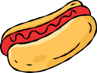 hot dog fast food Cartoon Vector Icon Illustration